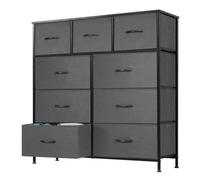 DUMOS Commode pour chambre à coucher, commodes et commodes, meuble de table en bois avec 9 tours de rangement en tissu, commode pour placard, salon, couloir, porche