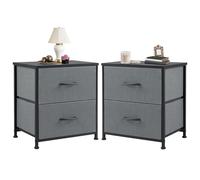 DUMOS Lot de 2 petites tables de chevet avec 2 tiroirs en tissu, tables d'appoint pour chambre à coucher, table de chevet pour table de chevet de 50,8 cm de haut pour entrée, dortoir universitaire