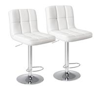 DUMOS Lot de 2 tabourets de bar pivotants réglables sans accoudoirs en cuir synthétique pour comptoir de cuisine, tabouret de bar hydraulique, coussin de siège épais, tabourets de bar carrés avec