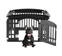 DUMOS Parc de jeu pour chien à 4 panneaux de 61 cm en plastique avec porte pour petit chiot, chiens de taille moyenne pour extérieur, jardin, cour, camping (noir)