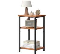 DUMOS Table d'appoint, table d'appoint à 3 niveaux pour petit espace, étagère de rangement, table de chevet avec pieds réglables pour salon, chambre à coucher, bureau