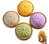 Dumpling Squishies Toy, Colorful Dumpling Squishes Stress Balls with Steamer, Simulation Food Squishies Bun for Adults (A: 4Pcs)