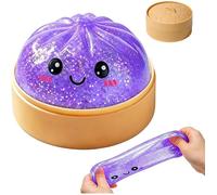Dumpling Squishy avec boîte de cuisson à la vapeur boulette souple anti-stress jouet sensoriel pour enfants et adultes Violet