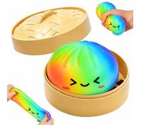 Dumpling Squishy avec Panier Vapeur 9,5 cm,Glitter Squishy Dumpling Mystery,Jouet Anti-Stress,Slow Rising Bao Bun Balle Anti-Stress