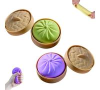 Dumpling Squishy,Glitter Dumpling, Dumpling Squishy Mystery,Jumbo Dumpling Squishys Toy with Steamer Box, Stress Relief Dumplings Squishys Squeeze Toy (2pcs-B)