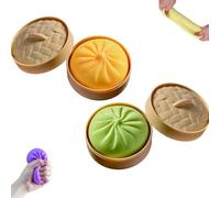 Dumpling Squishy,Glitter Dumpling, Dumpling Squishy Mystery,Jumbo Dumpling Squishys Toy with Steamer Box, Stress Relief Dumplings Squishys Squeeze Toy (2pcs-A)