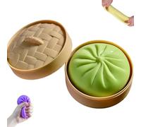 Dumpling Squishy,Glitter Dumpling, Dumpling Squishy Mystery,Jumbo Dumpling Squishys Toy with Steamer Box, Stress Relief Dumplings Squishys Squeeze Toy (Green(1pcs))