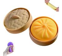 Dumpling Squishy,Glitter Dumpling, Dumpling Squishy Mystery,Jumbo Dumpling Squishys Toy with Steamer Box, Stress Relief Dumplings Squishys Squeeze Toy (Yellow(1pcs))