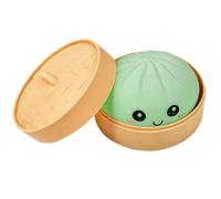 Dumpling Squishy, Glitter Dumpling Squishy Mystery, Crazy Fun Squishiest Bun Dumplings with Steamer Box, Stress & Anxiety Relief Toys for Adults (Green 3)