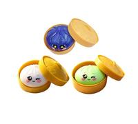 Dumpling Squishy, Glitter Dumpling Squishy Mystery, Crazy Fun Squishiest Bun Dumplings with Steamer Box, Stress & Anxiety Relief Toys for Adults (3Pcs)
