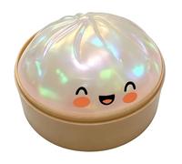 Dumpling Squishy, Glitter Dumpling Squishy Mystery, Crazy Fun Squishiest Bun Dumplings with Steamer Box, Stress & Anxiety Relief Toys for Adults (Glitter White)