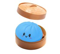 Dumpling Squishy, Glitter Dumpling Squishy Mystery, Crazy Fun Squishiest Bun Dumplings with Steamer Box, Stress & Anxiety Relief Toys for Adults (A Blue)