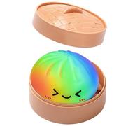 Dumpling Squishy, Glitter Dumpling Squishy Mystery, Crazy Fun Squishiest Bun Dumplings with Steamer Box, Stress & Anxiety Relief Toys for Adults (A Rainbow)