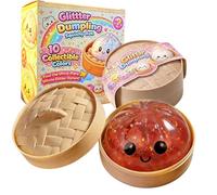 Dumpling Squishy, Glitter Dumpling Squishy, Soft TPR Hand Squeeze Decor for Office Desk Mood Relaxation (Red)
