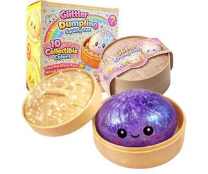 Dumpling Squishy, Glitter Dumpling Squishy, Soft TPR Hand Squeeze Decor for Office Desk Mood Relaxation (Purple)