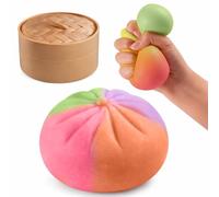 Dumpling Squishy Gradient Colors, New Glitter Dumplings Squishies Toy, Stress Relief Squishy Toys,Cute Soft Glitter Calming for Relaxation ,Suitable for Adults,with Steamer
