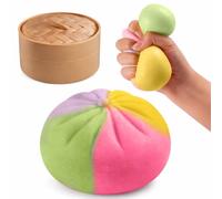 Dumpling Squishy Gradient Colors, New Glitter Dumplings Squishies Toy, Stress Relief Squishy Toys,Cute Soft Glitter Calming for Relaxation ,Suitable for Adults,with Steamer