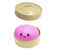 Dumpling Squishy Jouet Anti-Stress en Forme de Brioche Vapeur, Balle Anti Stress à Mémoire de Forme avec Mini Panier Vapeur, Idéal pour Décompression et Divertissement, Cadeau pour Enfants et Adultes