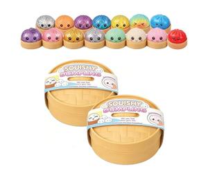 Dumpling Squishy Mystery avec boîte de cuisson à la vapeur, lot de 1, 2, 3, 9,5 cm de diamètre, jouet anti-stress à presser, jouet doux à presser - Variante aléatoire - Idée cadeau pour enfants (1)