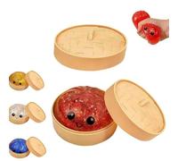 Dumpling Squishy, Pâte à Ravioli Géante Mystère de 10 cm avec Paillettes, Jouet Sensoriel Anti-Stress avec Boîte Vapeur Alimentaire, Jouet de Compression Portable pour Soulager l'Anxiété