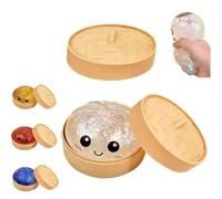 Dumpling Squishy, Pâte à Ravioli Géante Mystère de 10 cm avec Paillettes, Jouet Sensoriel Anti-Stress avec Boîte Vapeur Alimentaire, Jouet de Compression Portable pour Soulager l'Anxiété