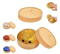 Dumpling Squishy, Pâte à Ravioli Géante Mystère de 10 cm avec Paillettes, Jouet Sensoriel Anti-Stress avec Boîte Vapeur Alimentaire, Jouet de Compression Portable pour Soulager l'Anxiété