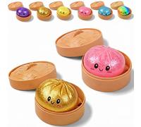 Dumpling Squishy, Squishy Dumpling Toy, Glitter Dumplings Squishiest with Steamer Box, Stress & Anxiety Relief Toys Non-Edible (2Pcs-D)