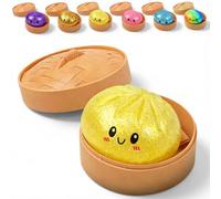Dumpling Squishy, Squishy Dumpling Toy, Glitter Dumplings Squishiest with Steamer Box, Stress & Anxiety Relief Toys Non-Edible (Gold-A)