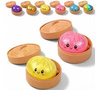 Dumpling Squishy, Squishy Dumpling Toy, Glitter Dumplings Squishiest with Steamer Box, Stress & Anxiety Relief Toys Non-Edible (2Pcs-B)