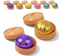Dumpling Squishy, Squishy Dumpling Toy, Glitter Dumplings Squishiest with Steamer Box, Stress & Anxiety Relief Toys Non-Edible (2Pcs-A)