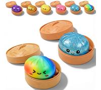 Dumpling Squishy, Squishy Dumpling Toy, Glitter Dumplings Squishiest with Steamer Box, Stress & Anxiety Relief Toys Non-Edible (2Pcs-C)
