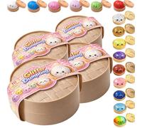 Dumpling Squishy, Stress Relief Dumplings with Steamer Tray, Soft Squeeze Sensory Desk Squishies, Cute Dumpling Fun Gift for Teens & Adults, Random (4 Packs)