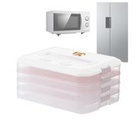 Dumpling Storage Box, 4-Layer Food-Grade Organizer with Lid Timer, High Cap