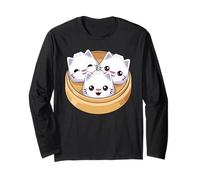 Dumplings Kawaii Dim Sum Cat pour Femmes, Enfants et Filles Manche Longue