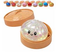Dumplings Squishy, Glitter Dumpling Squishy Toy, Cute Dumplings Squishiest with Steamer Box, Stress & Anxiety Relief Toys for Kids & Adults Non-Edible for Home Office (White)