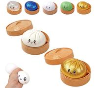 Dumplings Squishy, Glitter Dumpling Squishy Toy, Cute Dumplings Squishiest with Steamer Box, Stress & Anxiety Relief Toys for Kids & Adults Non-Edible (2Pcs-A)