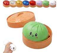 Dumplings Squishy, Glitter Dumpling Squishy Toy, Cute Dumplings Squishiest with Steamer Box, Stress & Anxiety Relief Toys for Kids & Adults Non-Edible for Home Office (Green)