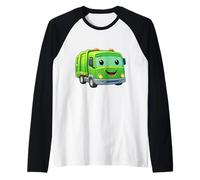 Dumpy The Garbage Truck Design Personnage Souriant pour Enfants Manche Raglan
