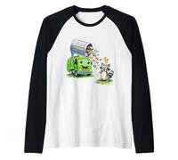 Dumpy The Poubelle Truck Nettoyage des ordures avec Raton Laveur Kids Manche Raglan