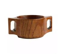 DUMRALBQE Bol en Bois Bol rond créatif en bois à double poignée, portable pour la Vaisselle de Cuisine