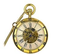 DUMRALBQE Montre de Poche Unisexe Montre de Poche rétro à Mouvement mécanique Automatique pour Femmes(Gold)