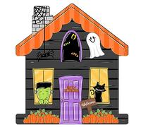 DUMRALBQE Panneaux Suspendus d’Halloween Maison hantée en Bois d'halloween Décoration de Vacances pour la Décoration de Fête d'halloween(20x18.5cm)