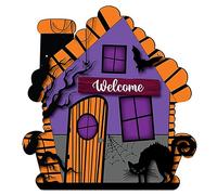 DUMRALBQE Panneaux Suspendus d’Halloween Panneau en Bois d'halloween Décoration de Maison Vacances Tentures pour la Décoration de Fête d'halloween(30x28.1cm)