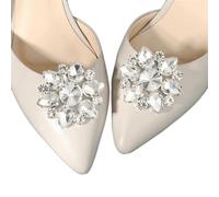 DUMRALBQE Pinces à Chaussures en Argent Strass Accessoires de chaussures mariage, simples, boucle chaussure à fleurs pour la Décoration de Chaussures