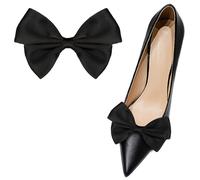 DUMRALBQE Pinces à Chaussures en Argent Strass Boucle de chaussure avec nœud amovible, chaussures mariage, Clip à talons hauts pour la Décoration de Chaussures(Schwarz)