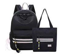 DUMRALBQE Sacs à Dos pour Enfants Sac D'école Deux Pièces À Dos Étanche En Tissu Oxford Style Décontracté Voyage pour L'école et les Voyages(Schwarz)