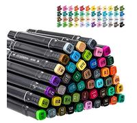 DUMRALBQE Stylos Marqueurs Marqueurs de croquis à double pointe Dessin Esquisse Art School pour Dessiner des Graffitis(48 colors)