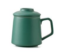DUMRALBQE Tasse en Céramique Tasse de thé à Céramique avec filtre couvercle Cérémonie pour un Usage Quotidien(Dark green)