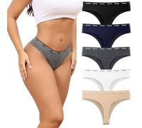 Dumwis Tanga Coton Femme String sans Couture Femme Culotte Invisible Seamless Slip Taille Basse sous-Vêtements Feminins Sport Women Thong Respirant Lingerie Underwear Lot De 5(S-2XL)