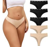 Dumwis Tanga Coton Femme String sans Couture Femme Culotte Invisible Seamless Slip Taille Basse sous-Vêtements Feminins Sport Women Thong Respirant Lingerie Underwear Lot De 5(S-2XL)